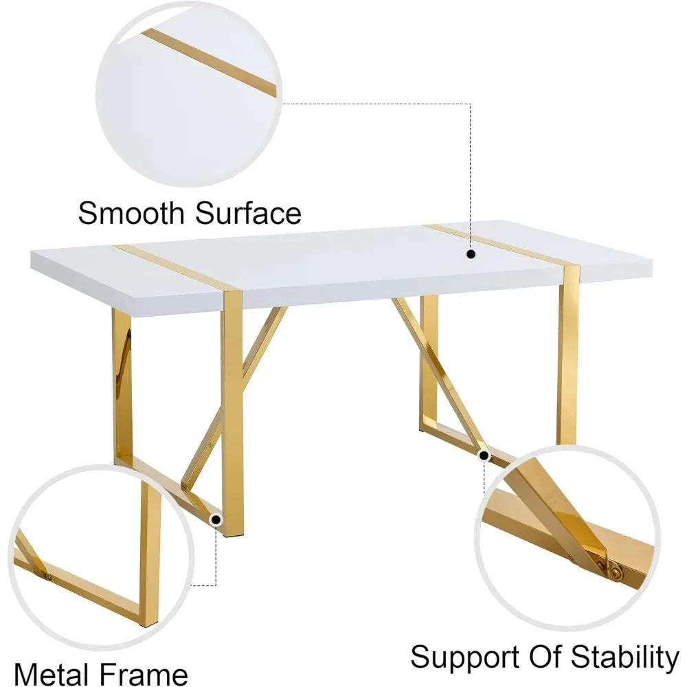 White Dining Table Set for 6，71'' Rectangular Kitchen Table and Leather Dining Chairs Set of 6, 7 Piece Dining Room Table Set