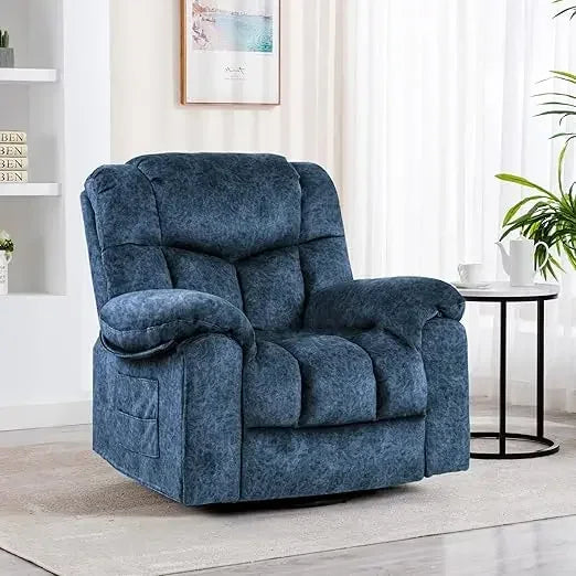 Recliner Chair Massage Rocker Swivel Heated with Hideable Cup Holders, for Adults Living Room (9020-Blue9),Living Room Chairs