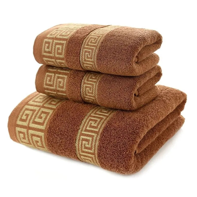 Set of 3 Thicker Bamboo Green Bath Beach Towel Set for Adults Face Hand Sport Towels Bathroom 35cmX75cm*2pcs And 70cmx140cm*1pcs