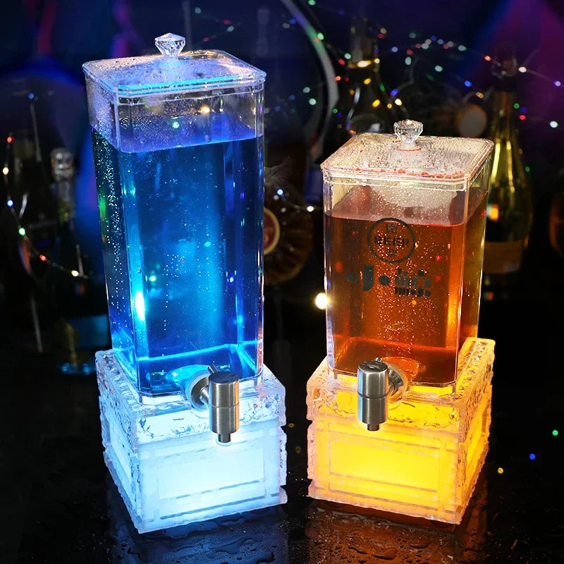 LED Glowing Beer Tower  3L/4L Beverage Dispenser with Illuminated Ice Bucket Perfect for Nightclub Bar and Party Drink Service