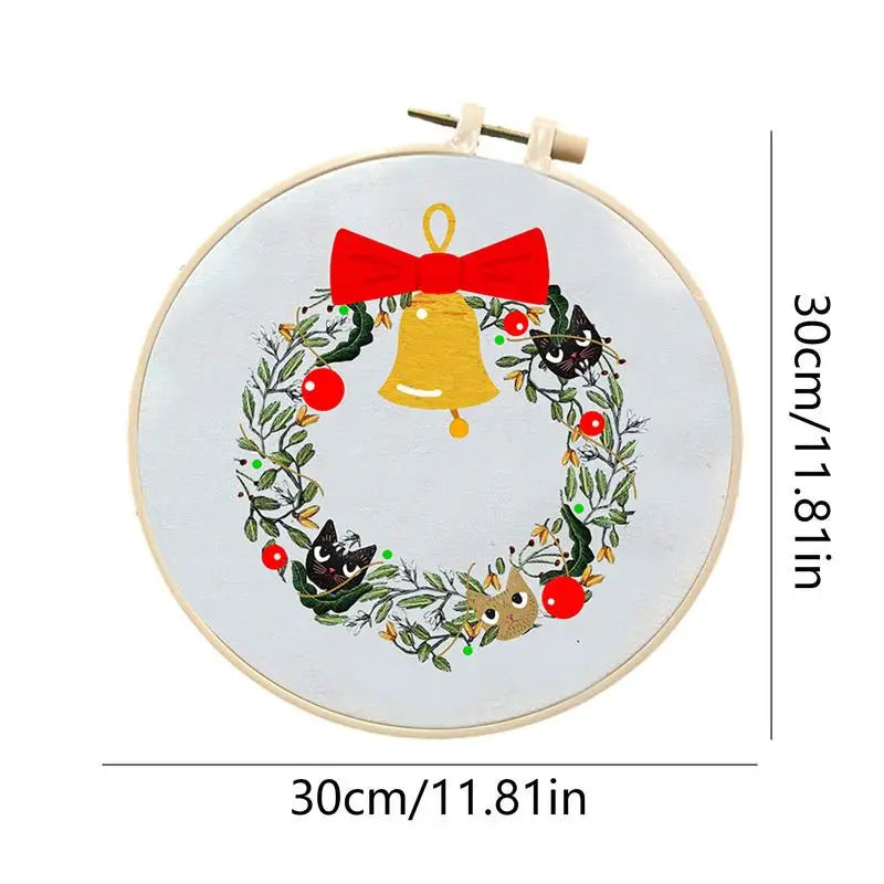 Embroidery Ornament Kit Christmas Ornament Christmas Craft Hand Embroidery Embroidery Kit With Pattern For Thanksgiving Parties