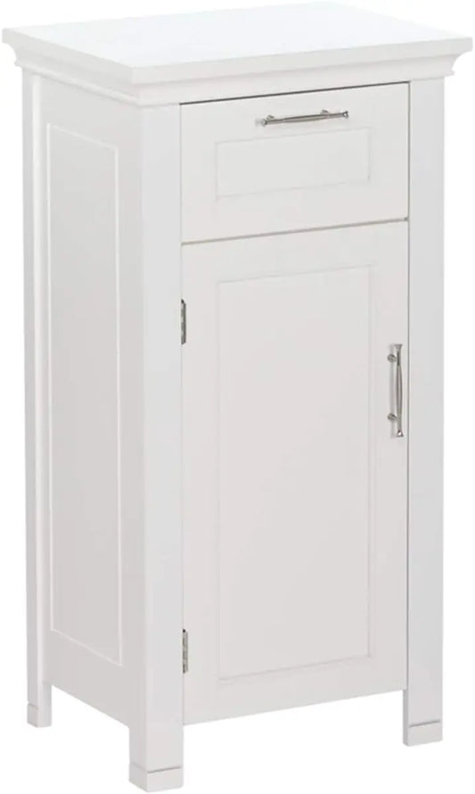 06-037 Somerset Single Door Floor Storage Cabinet, White