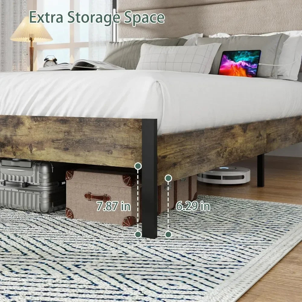 Metal Bed Frame,Upholstered Metal Platform Bed Frame with Underbed Storage Duty Bed Frame Suitable for bedrooms, free shipping