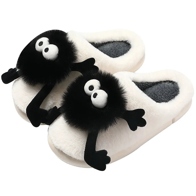 Cute Warm Slippers Cushion Slides Soft Warm Comfort Flat Fur Woman Cartoon House Slippers Funny Shoes Fluffy Comfy Shoes