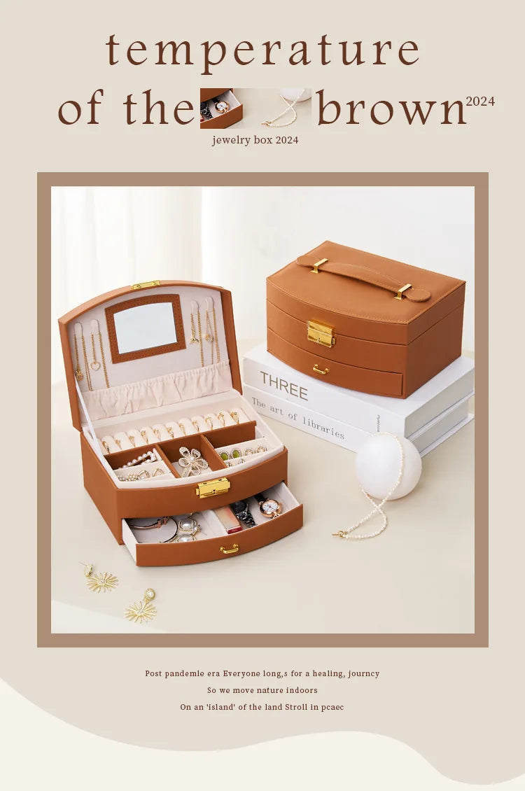 Handheld luxury jewelry box, multi-layer drawer storage box, used for classifying and storing rings, earrings, necklaces