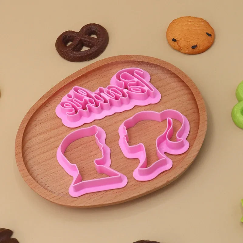 Barbie Cookie Cutter Set Kawaii Kitchen Accessories Pink Cookie Mold Stamp Baking Tools Christmas Molds Party Decoration