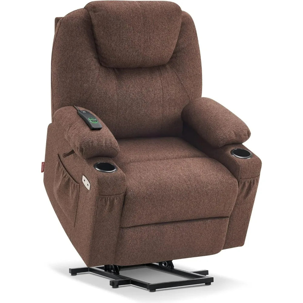 Small Power Lift Recliner Chair Sofa with Massage and Heat for Petite Elderly, 3 Positions and USB Ports, Extended Footrest,