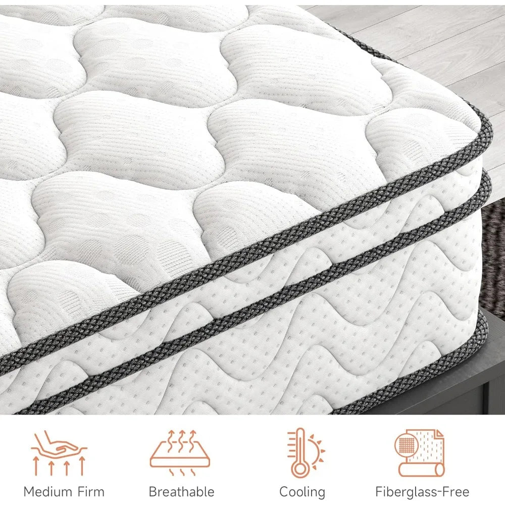 Double Topper Twin Mattress 14 Inch Queen Size Hybrid Mattress in a Box Bed Mattresses Sleeping Mats Matress Mat Inflatable Home