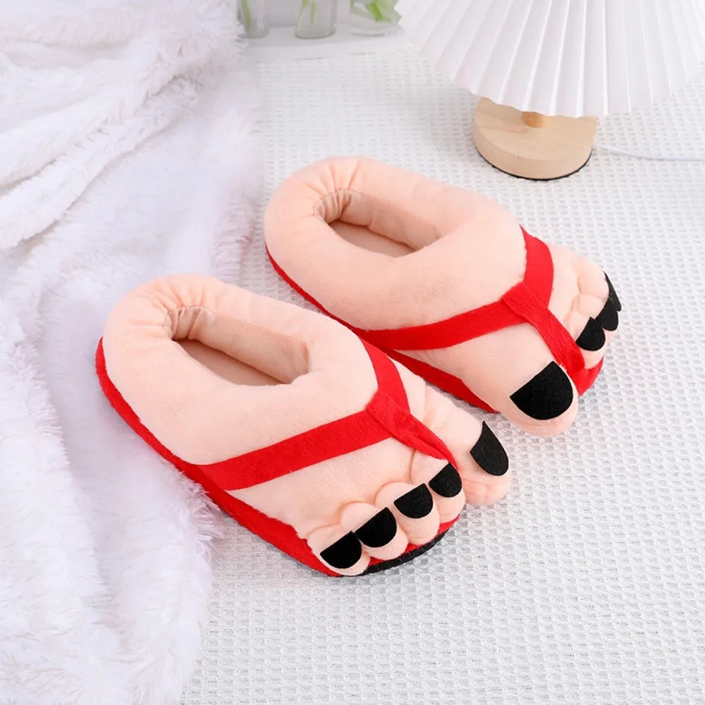 Creative Men Women Winter Slippers Big Feet Creative Couples Funny Slippers House Slides Home Soft Warm Cotton Slider