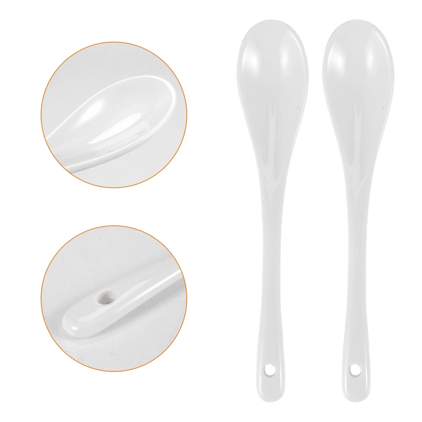 5PCS White Porcelain Egg Spoons Ceramic Spoons Coffee Spoon Dessert Spoon Mocha Dip Serving Spoon