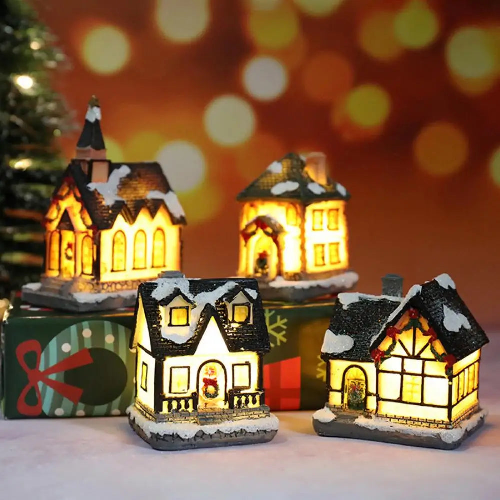 House Figurine Christmas Resin Wear Resistant Tiny Resin House Village Miniature Model   Xmas Decoration  for Wedding