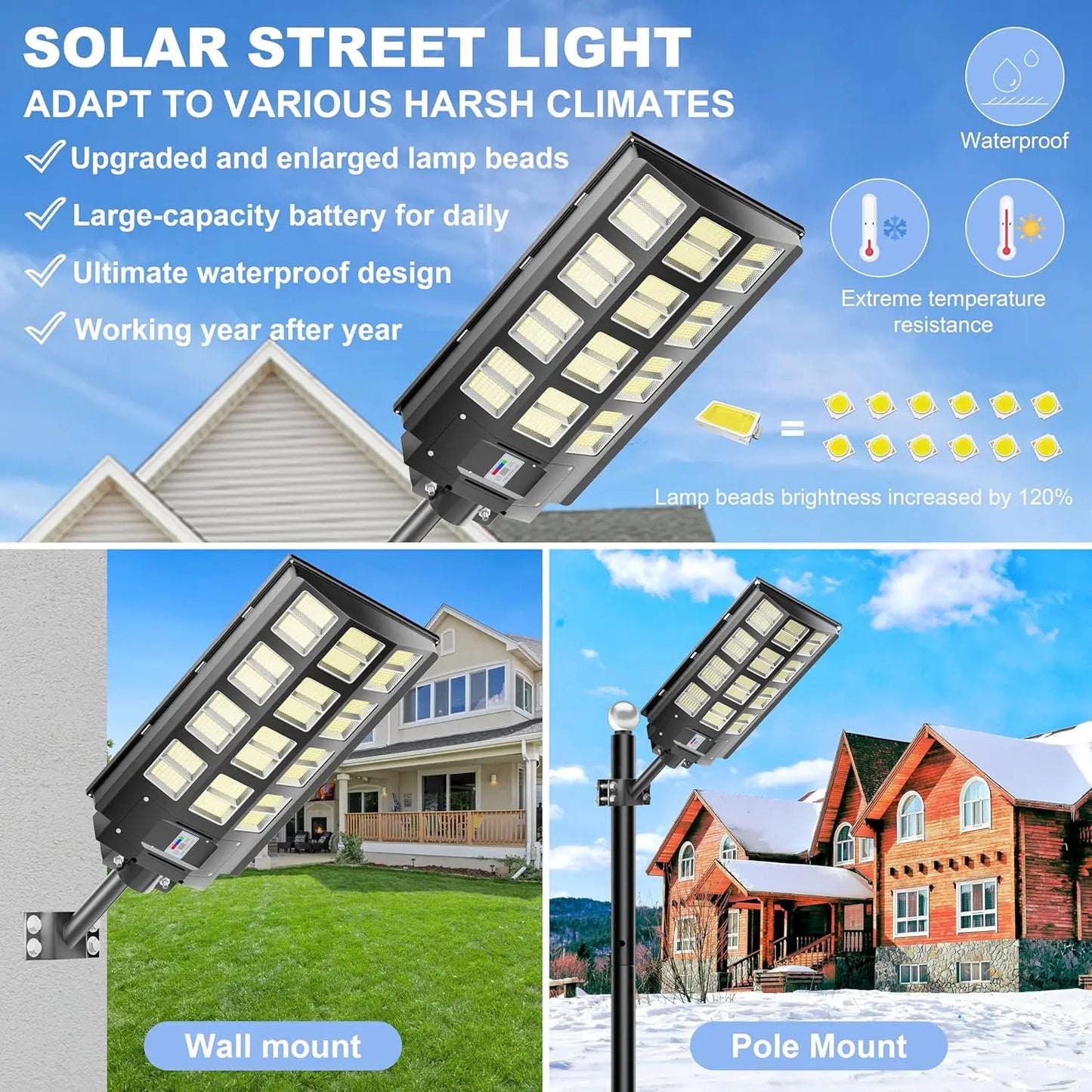 Lights Outdoor 240000 Lumens Solar Flood Lights with Remote Control & Motion Sensor, Waterproof IP66 Dusk to Dawn Solar Lights