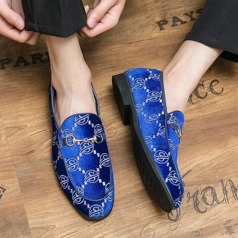 2024 Blue Men's Luxury Shoes Size 38-47 Suede Leather Loafers For Men Designer Moccasins Slip-On Casual Dress Shoes Men Flats