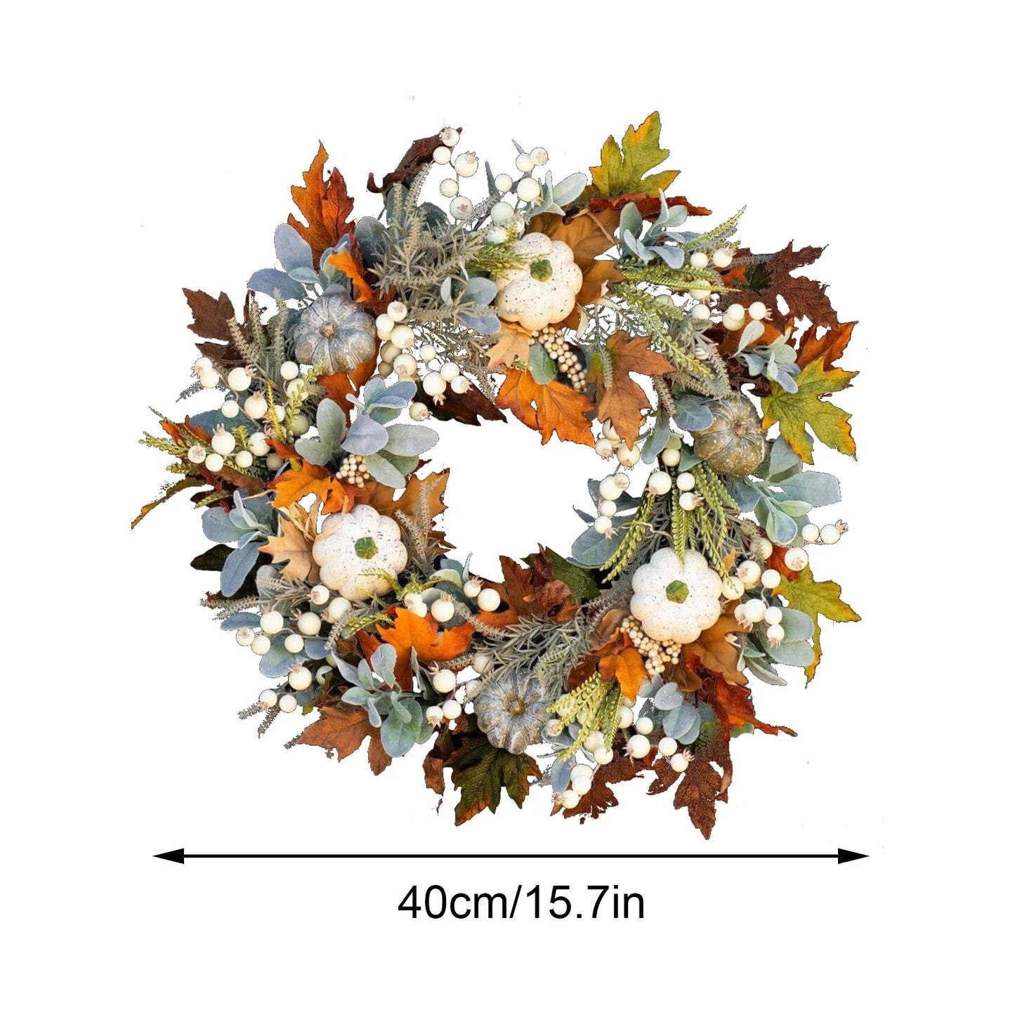 40cm Simulation Autumn Maple Leaf Wreath Artificial Floral Pendant Door Trim Wall Decor For Halloween Thanksgiving Christmas