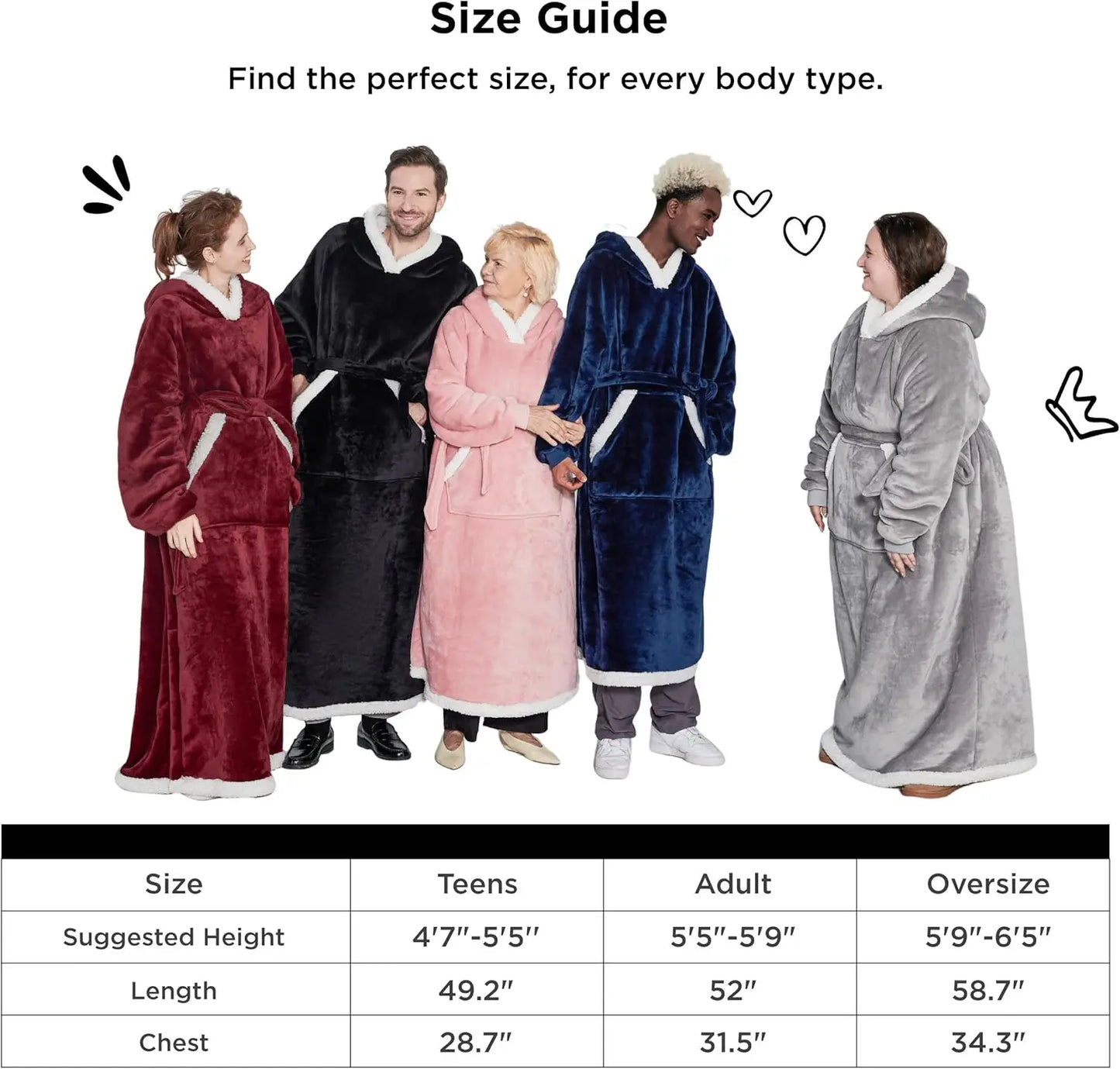 Bedsure Oversized Wearable Blanket Hoodie - Long Sherpa Fleece Hooded Blanket for Adult Women Men, Warm Cozy Big Blanket