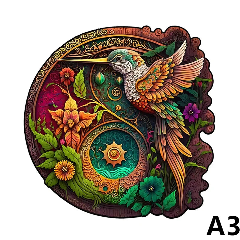 Adult Animal Wooden Puzzle Round Peacock and Bird Wooden Puzzle Children's Puzzle Toy Festival Gift Fox Shape Jigsaw Puzzles