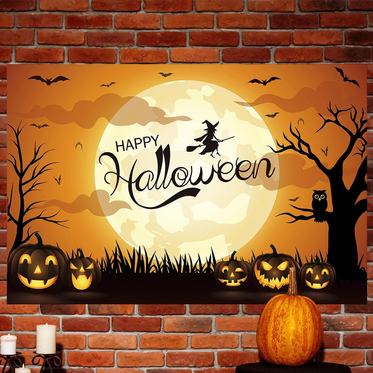 Halloween Decoration Horror Backdrop Banner Party Outdoor Background Skeleton Pumpkin Curtain Home Decor Photography Props