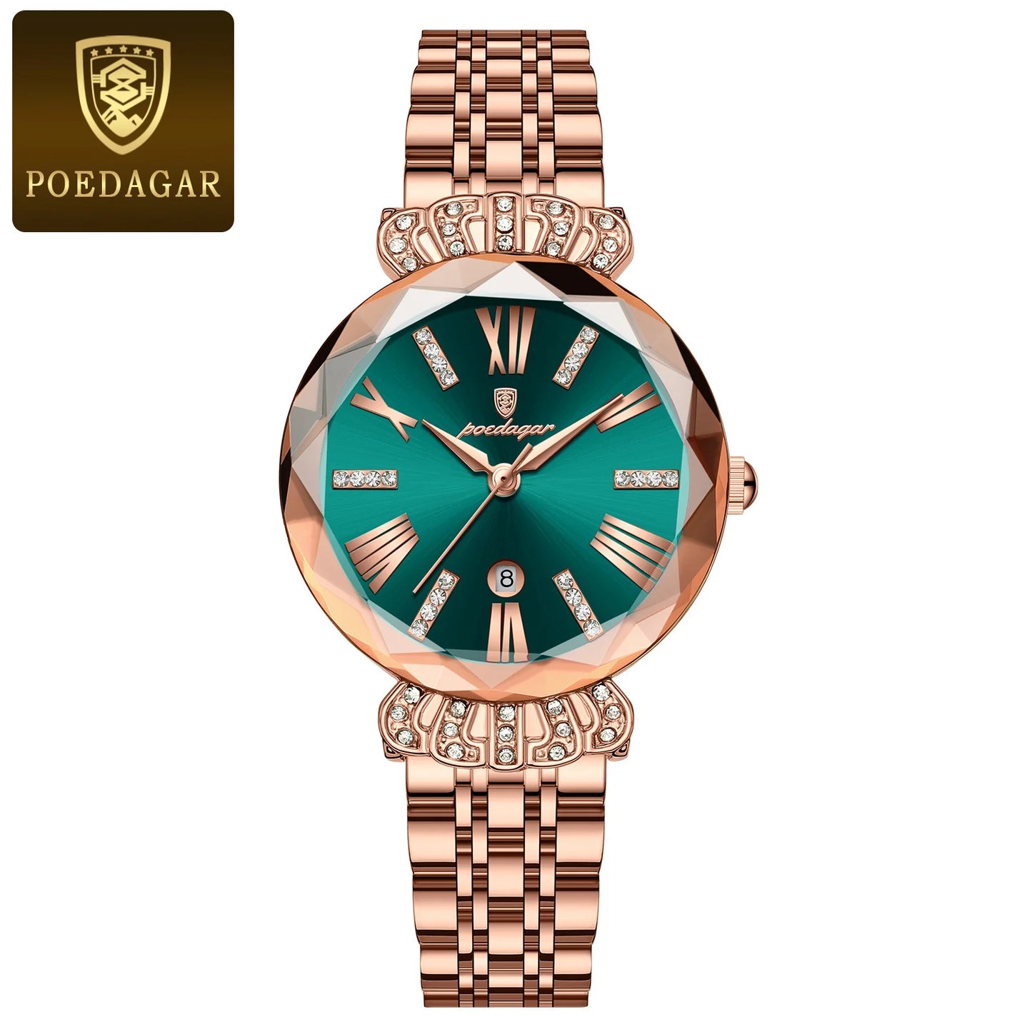 POEDAGAR Luxury Watch For Woman Diamonds Dress Ladies Wirstwatch Waterproof Date Stainless Steel Women Watches Female Reloj+box