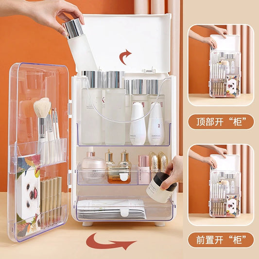 Ins Style Desktop Jewelry Box Home Transparent Skin Care Product Storage Cabinet Dust-proof Drawer Cosmetic Storage Box