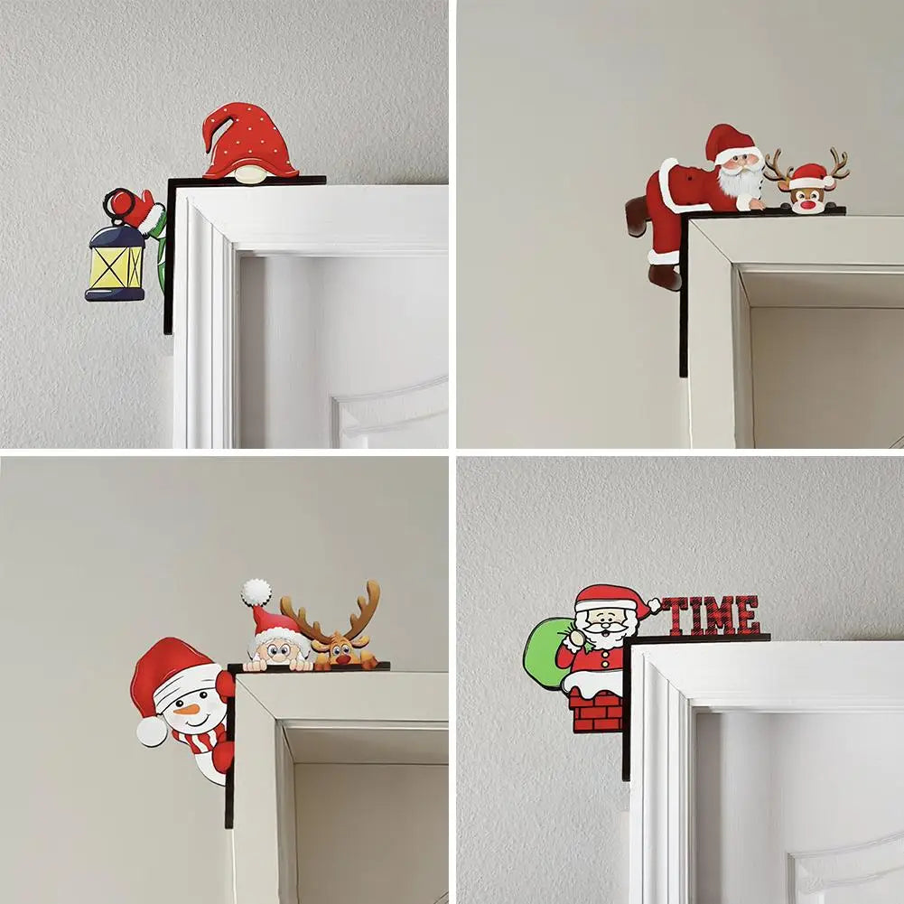 Santa Claus Door Frame Christmas Decoration Snowman Santa Claus Elk Sign For Indoor Outdoor Frame Pendant Holiday Party Decor