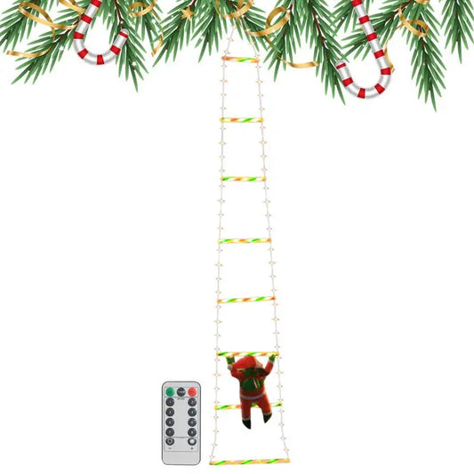 Electric Climbing Ladder Santa Claus Doll Toys 8 Modes LED Ladder Lights Merry Christmas Tree Hanging Decoration Christmas Gifts