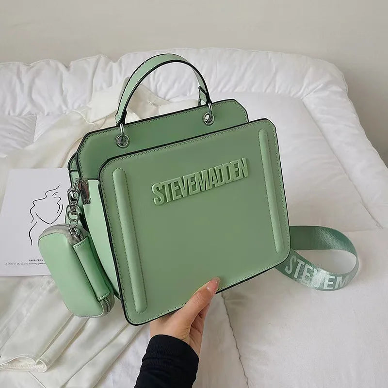 2024 New Trendy Handbags with Popular Lettering, Single Shoulder Bags, Solid Color Crossbody Bags