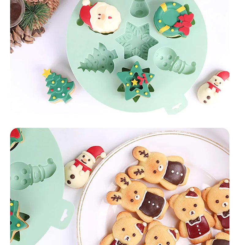 Christmas Silicone Molds, Non-Stick Chocolate Baking mold for Party Xmas Gift, with Christmas Tree Santa Snowman Fondant Mould