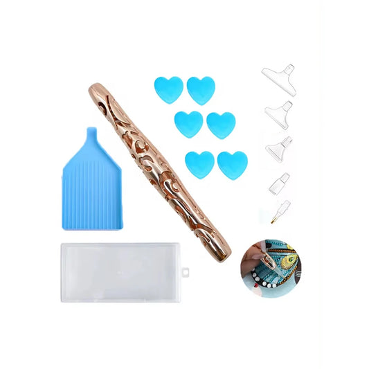 Diamond painting dot drill pen alloy pattern hollow accessories clay drill tray tool cross stitch embroidery kit children storag