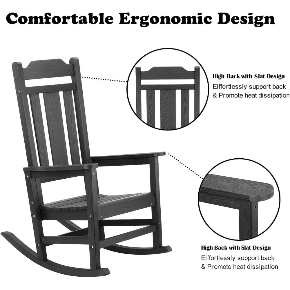 Patio Rocking Chair Set of 2, All Weather Resistant Outdoor Indoor Fade-Resistant Patio Chair,Stable Durable Smooth Rocking