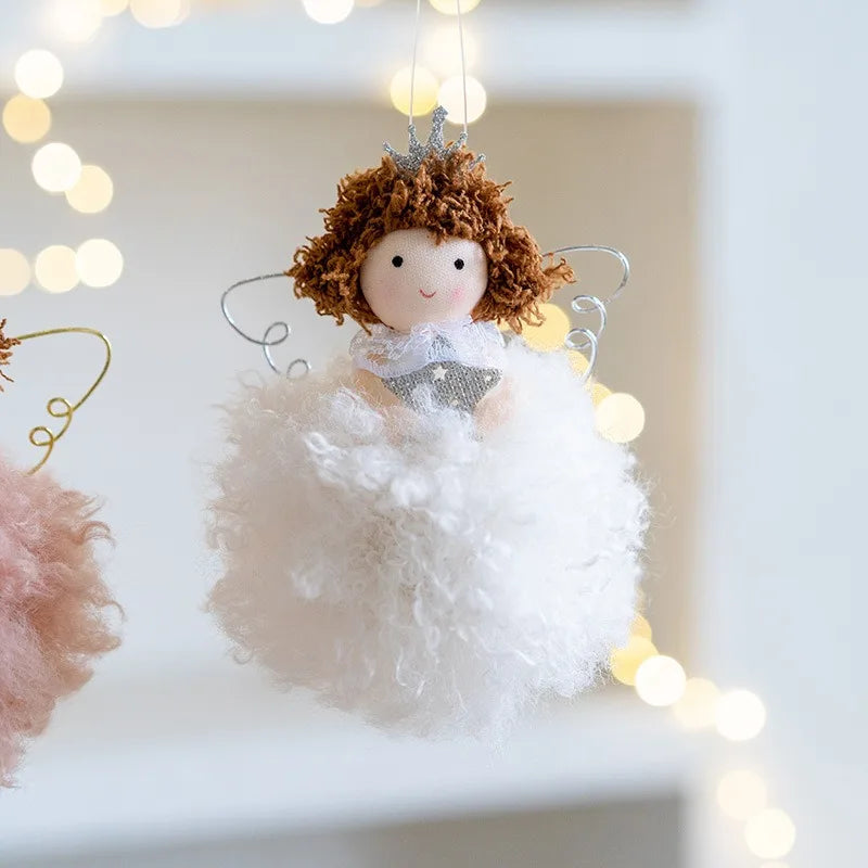 Christmas plush angel girl pendant golden iron wings girl Christmas decoration Christmas tree pendant adornos para navidad 2024