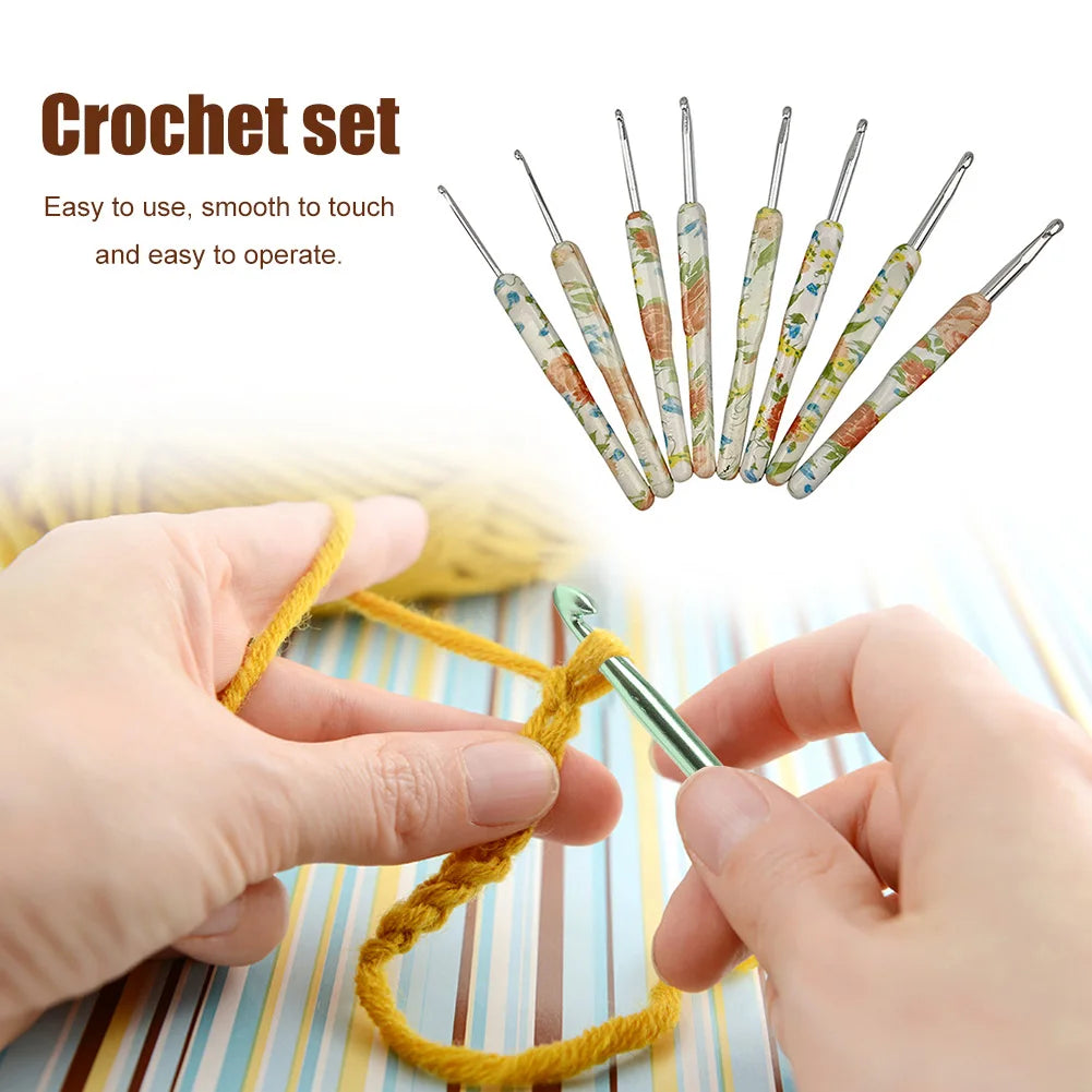 8Pcs Knitting Needles Kit Aluminum Knitted Crochet Kit DIY Yarn Craft Knitting Needles Ergonomic Sweater Weave Sewing Tool