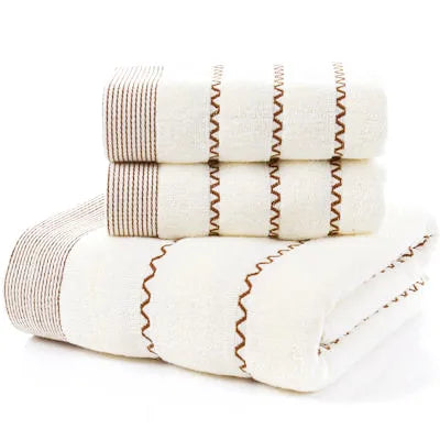 Set of 3 Thicker Bamboo Green Bath Beach Towel Set for Adults Face Hand Sport Towels Bathroom 35cmX75cm*2pcs And 70cmx140cm*1pcs