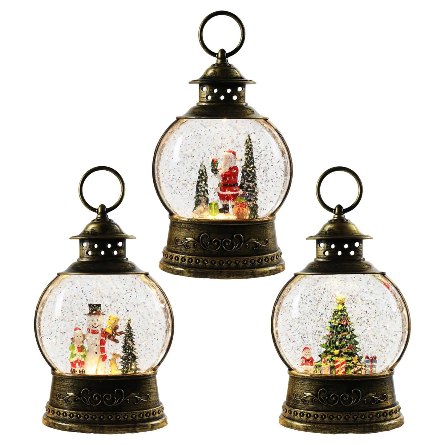 Christmas Light Up Snow Globe Lantern Music Box Ornament Crafts Toys Glitter