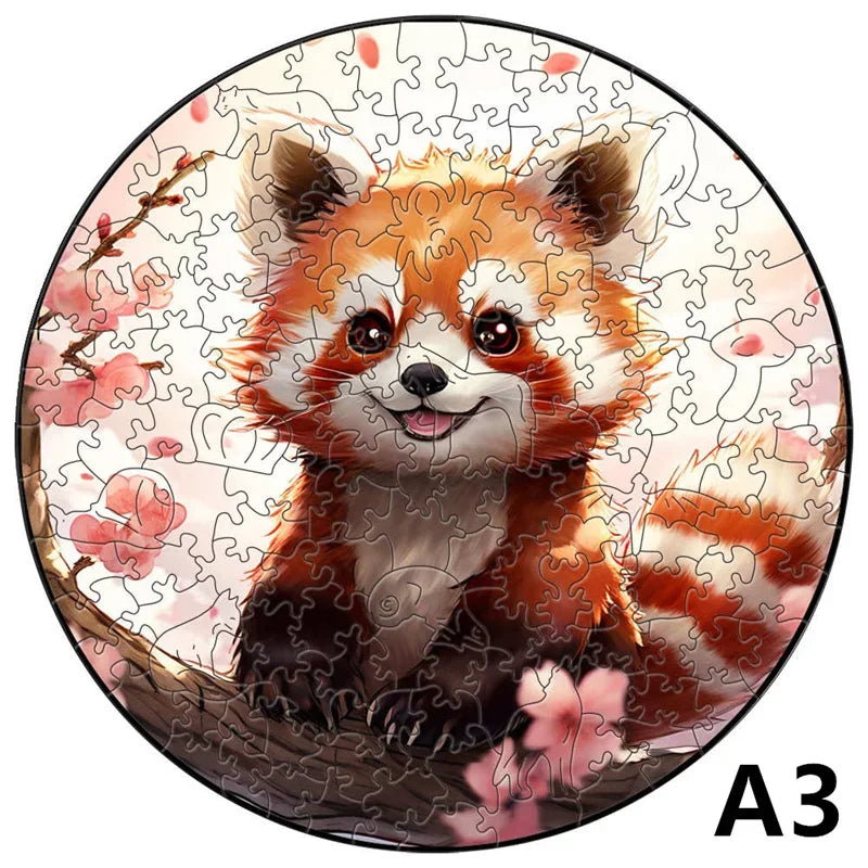 Adult Animal Wooden Puzzle Round Peacock and Bird Wooden Puzzle Children's Puzzle Toy Festival Gift Fox Shape Jigsaw Puzzles