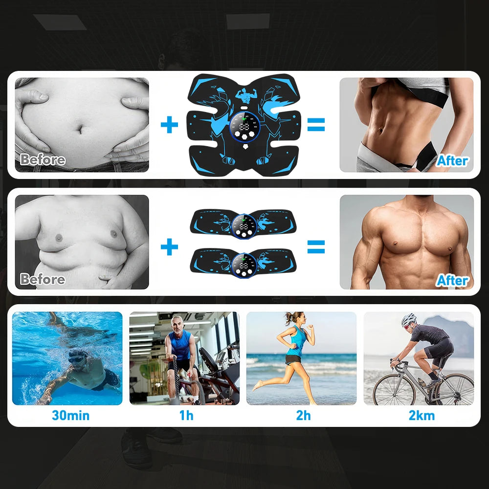 Wireless EMS Muscle Stimulator Smart Fitness Abdominal Massager Electric Training Weight Loss Stickers ABS 29 Level 8 Modes