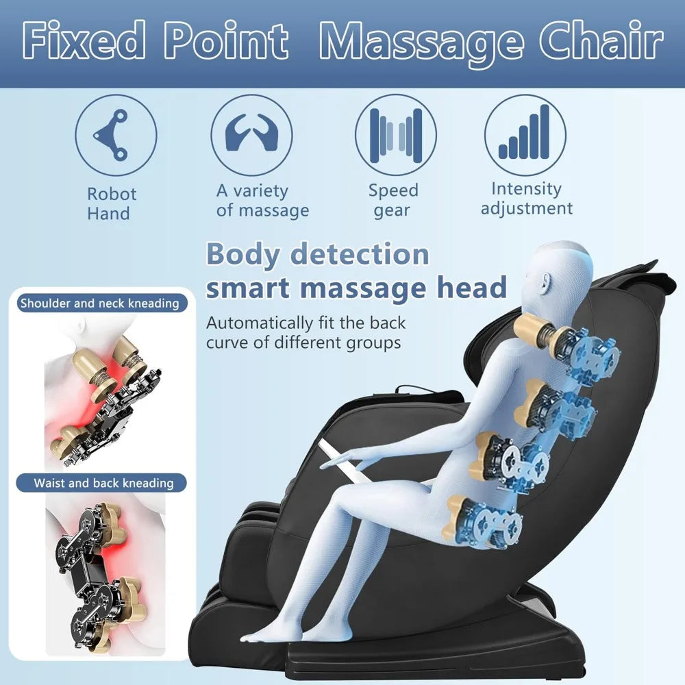 Zero Gravity Full Body Electric Shiatsu Massage Chair Recliner with Foot Rollers Built-in Heat Therapy Air Massage SystemStretch