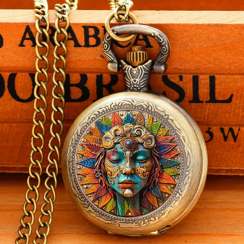 Vintage Pocket Watch Bohemia Cool Elegant Exquisite Clock With Necklace Chain Retro folk-custom Female Ladies Relogio Best Gift