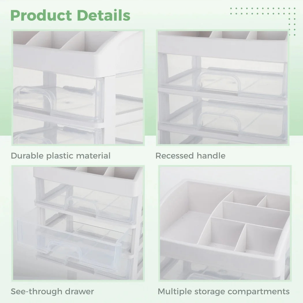 Makeup Organizer Cosmetic Organizer For Vanity Makeup Storage Box With 3 Drawers Skincare Product Organizer For Dresser Bedroom