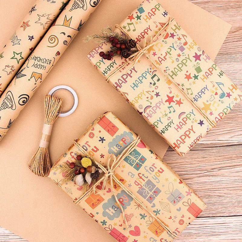 50x70cm Kraft Paper Roll Gift Wrapping Paper for Baby Shower Holiday Party Christmas Wedding Colorful Wrapping Paper Sheets