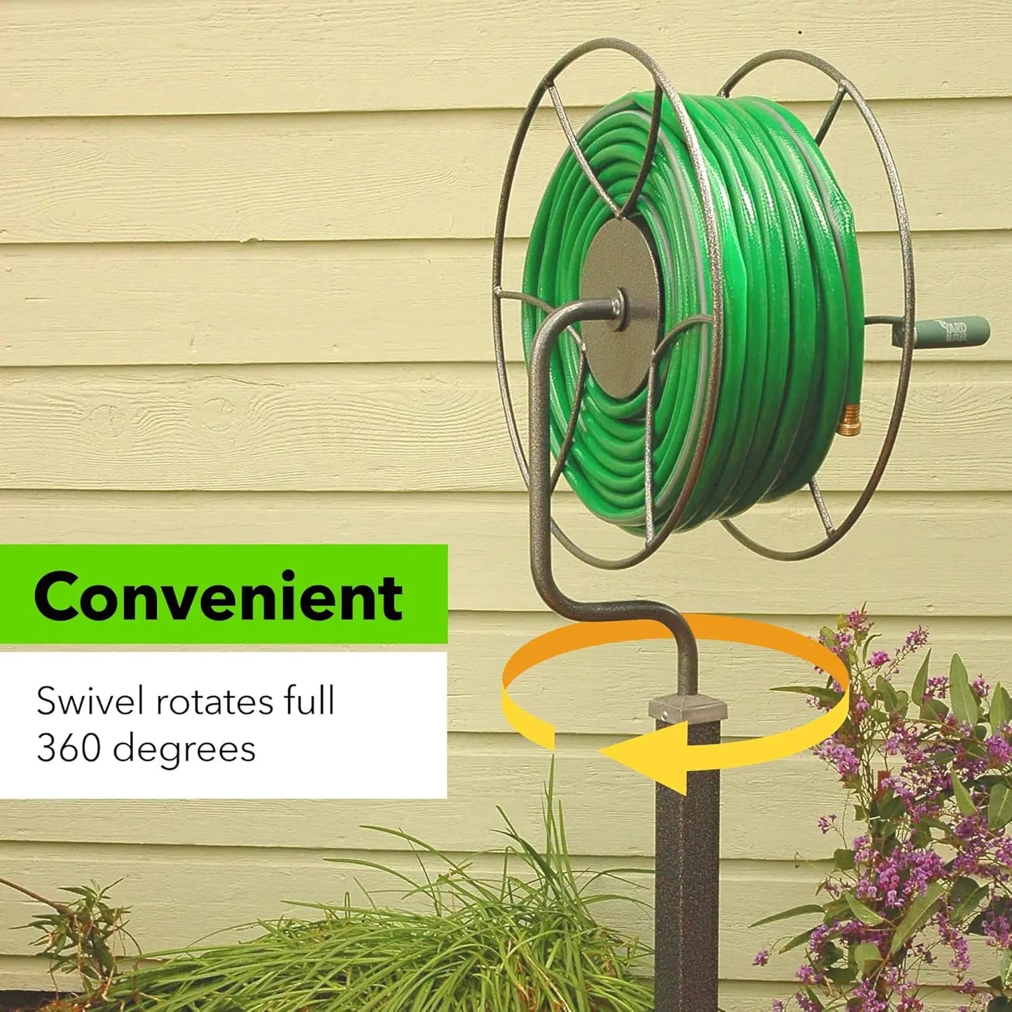 Free Standing Swivel Hose Reel  Water Hose Caddy For Yard or Garden - Outdoor Garden Hose Accessories, Water Reel Rotate