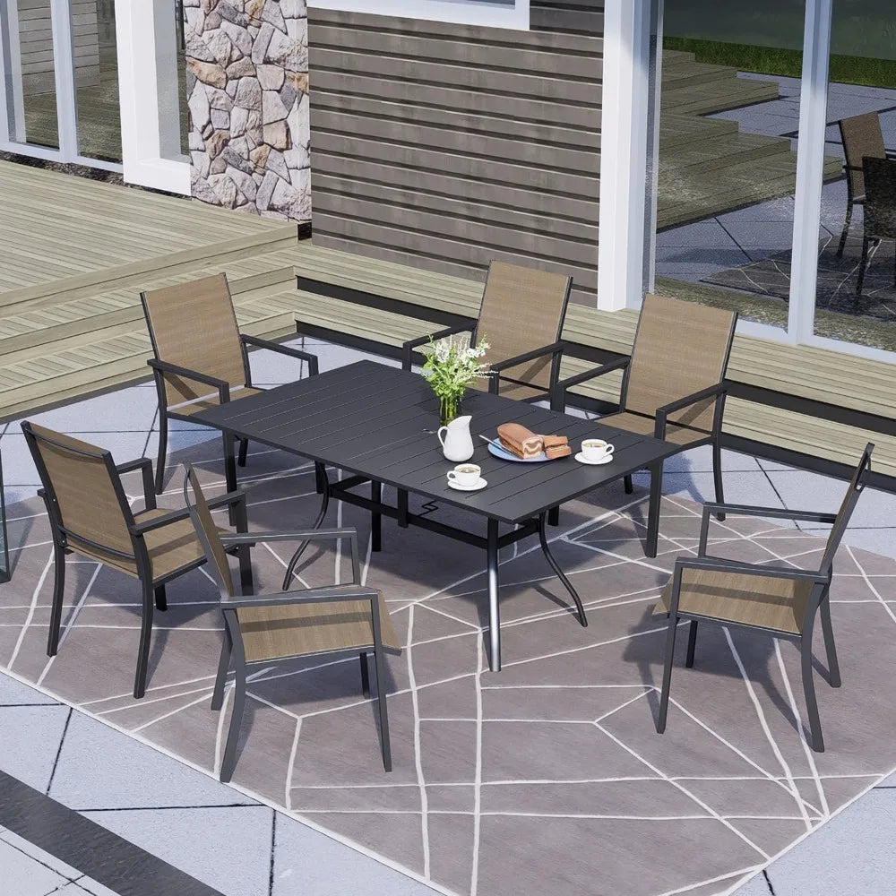 7-Piece Outdoor Patio Dining Set, 6 Textilene Chairs &1 Rectangular Dining Table for Backyard Front Porch,Outdoor Furniture Sets