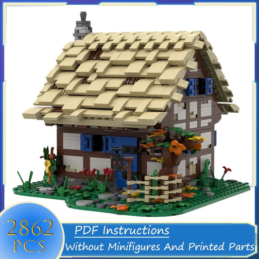 MOC Building Blocks Medieval Village House Castle Model Street View DIY Architecture Bricks Camp Modular Toys Christmas Gifts