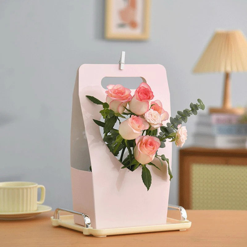 1Pc Portable Flower Basket Rose Flower Wrapping Box Gift Bag For Wedding Birthday Christmas Party Flower Bouquet Decor Supplies