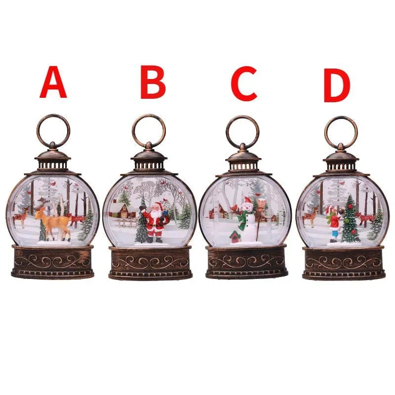 Lighted Christmas Snow Globe Lantern Battery Operated LED Night Light with Hook Christmas Tree Ornaments Gift Ideas