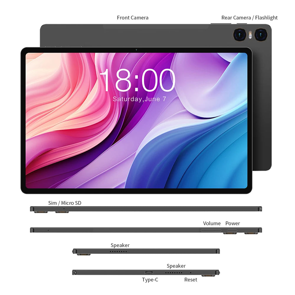 Teclast T40HD Tablet 10.4'' 2000x1200 FHD+ Display 8+8GB RAM 128GB ROM UNISOC T606 Octa Core Android 13 OS Widevine L1 Tablet 4G