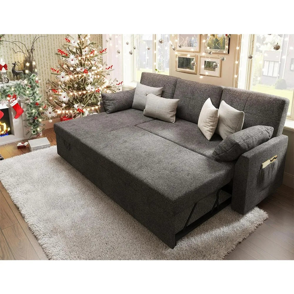 Sleeper Sofa, Sofa Bed- 2 in 1 Pull Out Couch Bed with Storage Chaise for Living Room, Sofa Sleeper with Pull Out Bed,