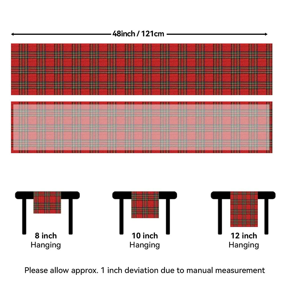 Cotton Polyester Red Green Thin Plaids Table Runner Christmas Dinning Table Decoration Luxury Table Runner Scottish Plaids