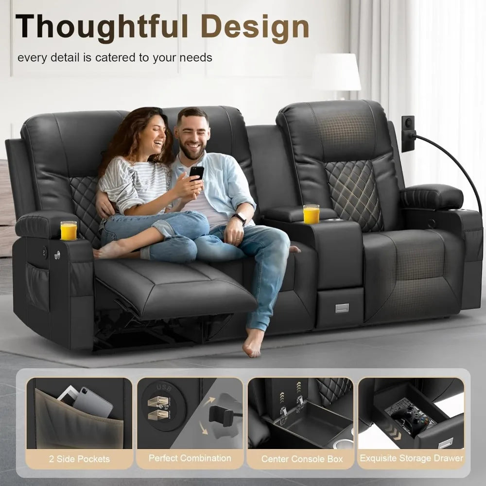 Recliner Sofa Set, Modern 3 Seat Reclining Sofa and 1 Seat 360° Swivel Recliner Chair with Heat and Massage for Living Room