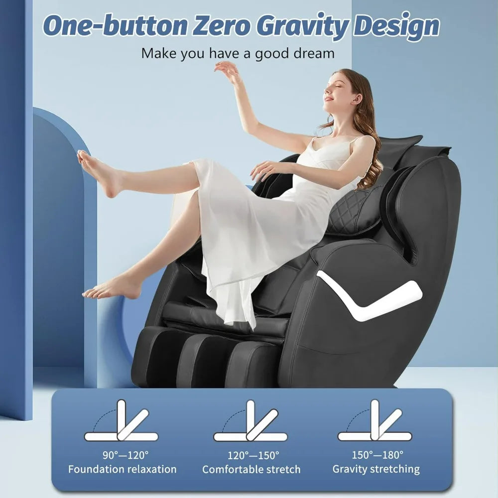 Zero Gravity Full Body Electric Shiatsu Massage Chair Recliner with Foot Rollers Built-in Heat Therapy Air Massage SystemStretch