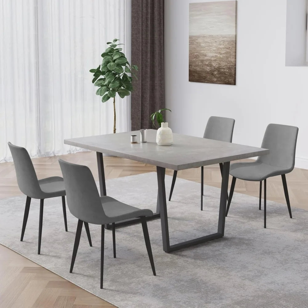 42.9 Inch Modern Kitchen Dining Table and Leather Dining Chairs for Kitchen Dining Room (Table + 4 Grey Chairs) Esstich Tables